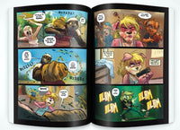 NonPack graphic novel Bark & Bite Issue 1 mockup of the book inside pages, featuring the full color, glossy printed pages.